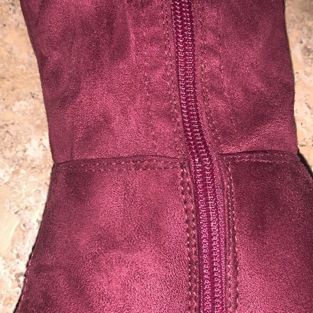 Vintage Burgundy Suede Boots
